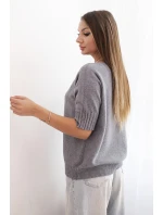 Dámský svetr z viskózy s krátkým rukávem šedý Dámský svetr z viskózy s krátkým rukávem šedý