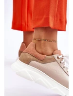 Pohodlné kožené tenisky na platformě Béžove model 21613251 - Boto Pohodlné kožené tenisky na platformě Béžove model 21613251 - Boto