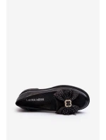 Dámské lakované mokasíny s mašlí Laura Messi 2786 černé