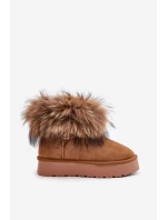 Kožené Sněhule Na Platformě S Kožešinou Camel model 21677869 - Boto