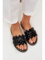 Zazoo 40381 Dámské Kožené Pantofle Na Plochém Podpatku Černé Zazoo 40381 Dámské Kožené Pantofle Na Plochém Podpatku Černé