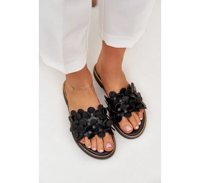 Zazoo 40381 Dámské Kožené Pantofle Na Plochém Podpatku Černé Zazoo 40381 Dámské Kožené Pantofle Na Plochém Podpatku Černé