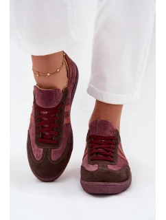 model 21707340 Semišové Nízké Dámské Tenisky Bordó - Zazoo