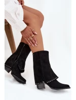 Dámské zimní kozačky s lemem  Černé model 21708525 - VINCEZA