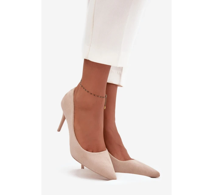 Dámské lodičky z eko semiše béžové Elvessa