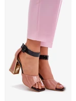 Dámské lakované sandály na sloupku Růžové Vinceza 20266
