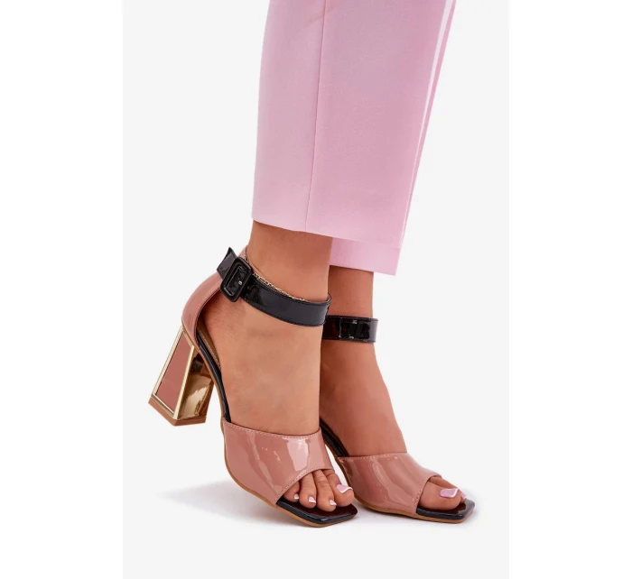 Dámské lakované sandály na sloupku Růžové Vinceza 20266