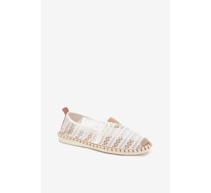 Dámské krajkové espadrilky se síťkou – bílé