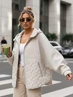 Dámská přechodná bunda oversize s kapucí ecru FashionStreet TY5592