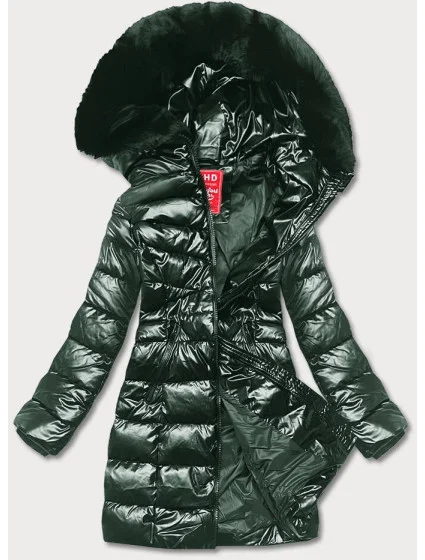 Tmavě zelená dámská vypasovaná zimní bunda model 21246886 - LHD
