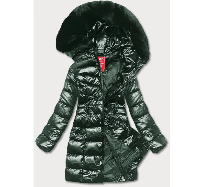 Tmavě zelená dámská vypasovaná zimní bunda model 21246886 - LHD
