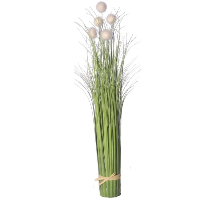 FALEŠNÁ TRÁVA JAKO ŽIVÁ S BÍLÝMI KULIČKAMI 70 CM