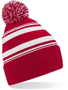 Beechfield B 473R Pletená čepice s pruhy "Fan" 53.473R classic red/white