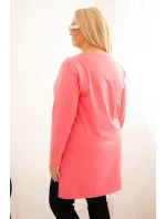 Dámská blůza s delším zadním dílem a potiskem růžová