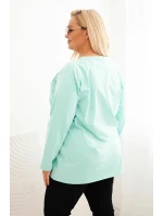 Dámská blůza Plus Size s výstřihem do V a dlouhým rukávem mátová Dámská blůza Plus Size s výstřihem do V a dlouhým rukávem mátová