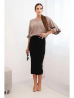 Dámská viskózová tužková sukně s elastickým pasem černá