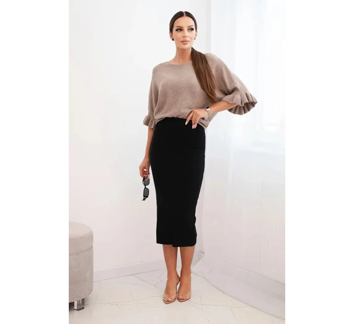 Dámská viskózová tužková sukně s elastickým pasem černá