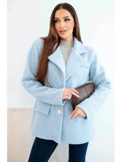 Dámská bunda z měkkého beránka s límcem modrá