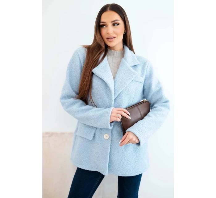 Dámská bunda z měkkého beránka s límcem modrá