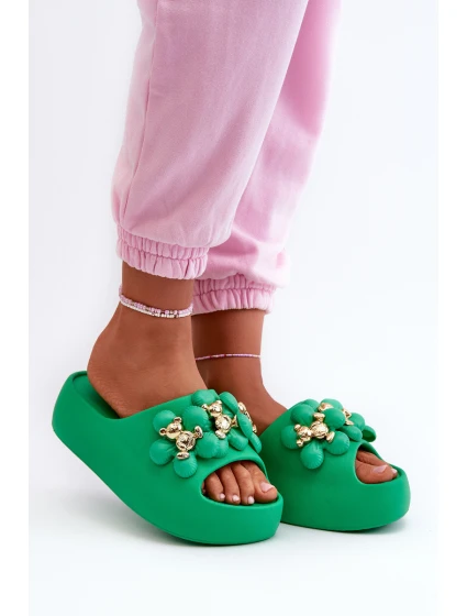 Dámské Pěnové Pantofle S Ozdobami Na Podrážce Zelené model 21666031 - Boto Dámské Pěnové Pantofle S Ozdobami Na Podrážce Zelené model 21666031 - Boto