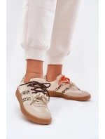 Dámské Tenisky S Dvojitým Šněrováním Leopardí Béžové Ollabes
