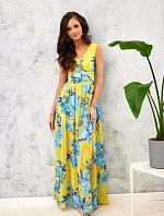 Denní šaty SUK0361-U99 žluto-modré - Roco Fashion