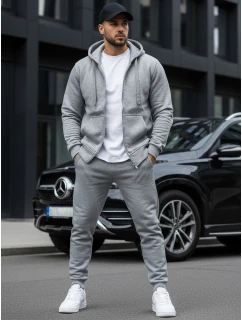 Pánská rozepínací mikina s kapucí šedá BX2412