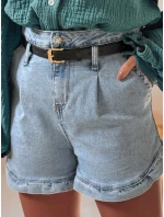 Dámské džínové šortky s páskem SHORT modré model 21987505 - Dstreet Dámské džínové šortky s páskem SHORT modré model 21987505 - Dstreet