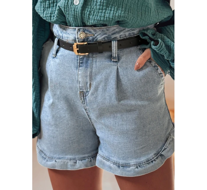 Dámské džínové šortky s páskem SHORT modré model 21987505 - Dstreet Dámské džínové šortky s páskem SHORT modré model 21987505 - Dstreet