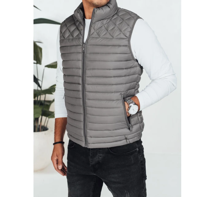 Pánská prošívaná tmavě šedá vesta FashionStreet TX5079