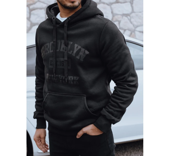 Pánská zateplená mikina s potiskem černá model 21992979 - Dstreet