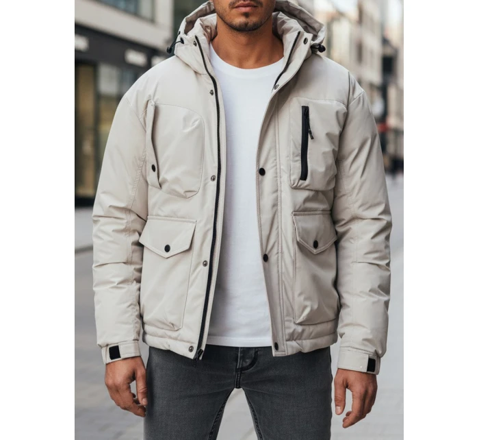 Pánská zimní bunda s kapucí světle béžová FashionStreet TX5109