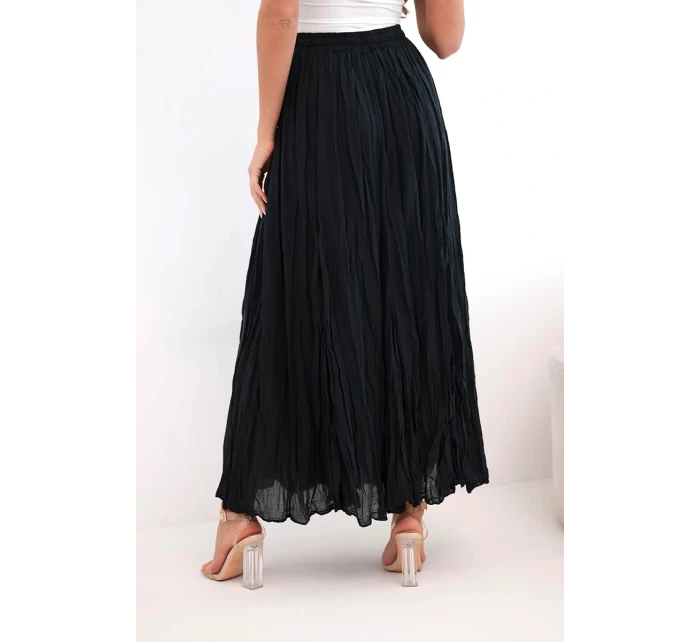 Dámská maxi bavlněná sukně s gumičkou v pase černá