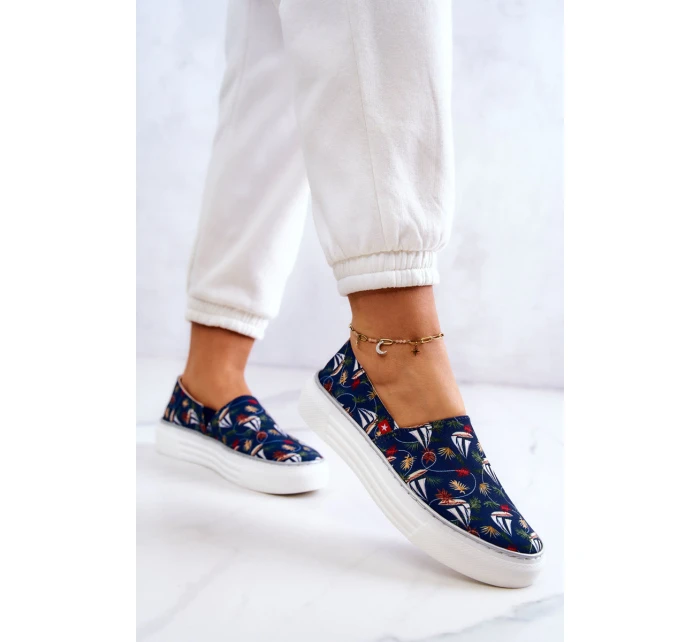 Dámské tenisky nazouvací Memory Foam Big Star JJ276016 Námořnická modrá