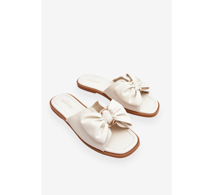 Dámské kožené pantofle s mašlí Bílé model 21616482 - EVENTO