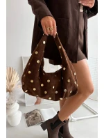 Kožená semišová kabelka s ozdobou hnědá model 21721806 - Boto