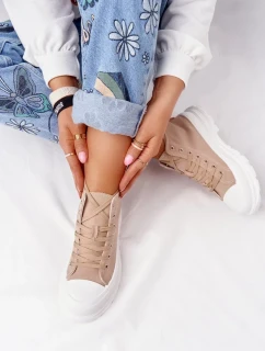 Dámské Vysoké Tenisky Na Velké Podrážce Světle Hnědá Trissy