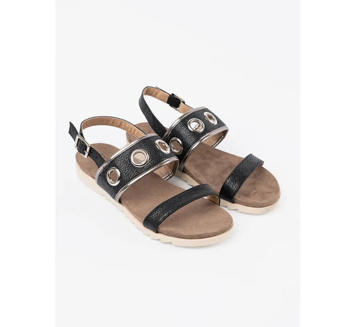 Moderní černé dámské sandály bez podpatku Moderní černé dámské sandály bez podpatku