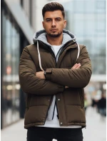 Pánská prošívaná zimní bunda s kapucí khaki FashionStreet TX5102