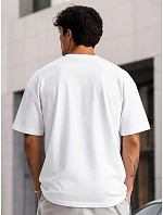 Pánské bavlněné bílé tričko oversize FashionStreet RX5683