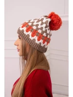 Dámská čepice Laila K283 dark beige+ecru Dámská čepice Laila K283 dark beige+ecru