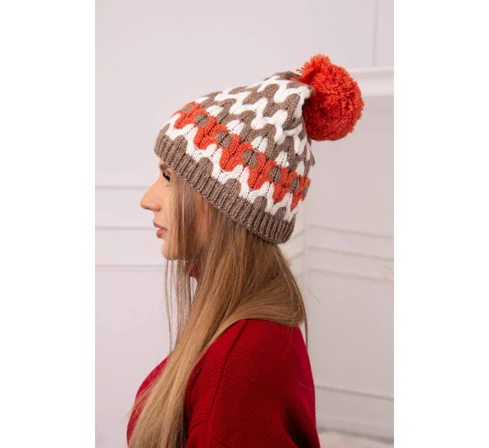 Dámská čepice Laila K283 dark beige+ecru Dámská čepice Laila K283 dark beige+ecru