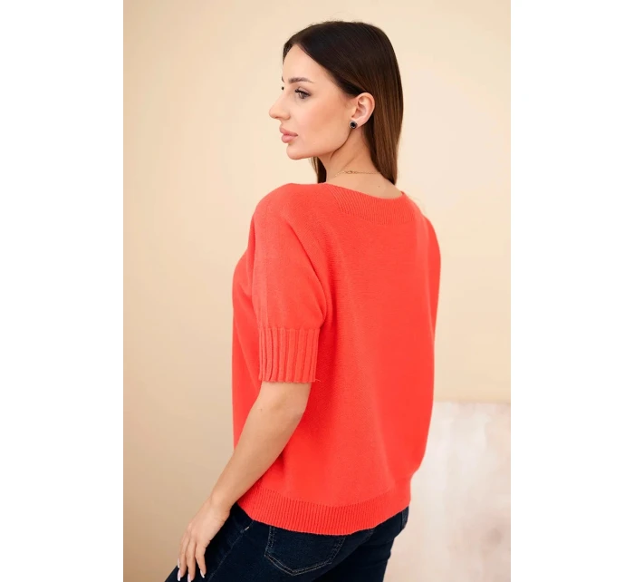 Svetr dámský z viskózy s krátkým rukávem model 21857651 - K-Fashion Svetr dámský z viskózy s krátkým rukávem model 21857651 - K-Fashion