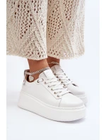 Kožené Dámské Tenisky S Náramkem CheBello 4406 Bílé