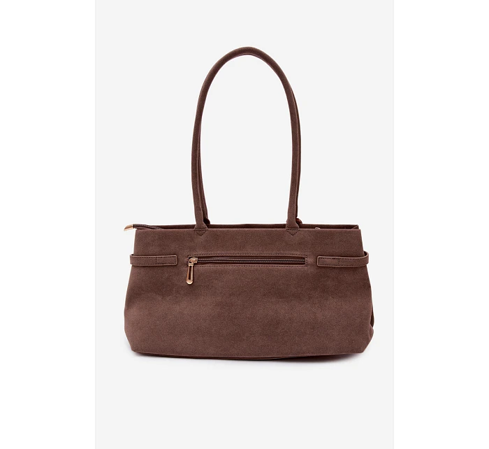 Kabelka z imitace semiše přívěsek jezevčík tmavě béžová Noellea