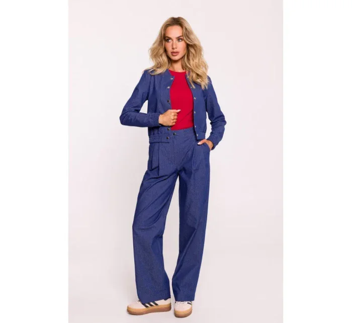 M800 Bunda bomber s lisovanými cvočky - modrá M800 Bunda bomber s lisovanými cvočky - modrá