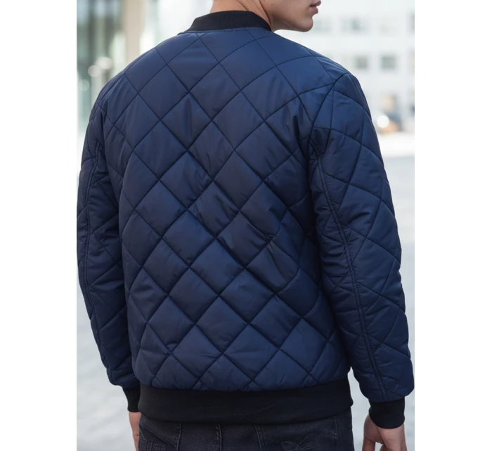 Pánská prošívaná bunda bomber tmavě modrá TX2217 Pánská prošívaná bunda bomber tmavě modrá TX2217