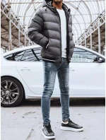FashionStreet šedá oboustranná pánská zimní bunda TX4198