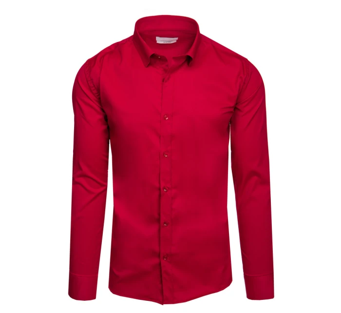 Pánská elegantní hladká červená košile SLIM FIT Dstreet model 21981651 - FashionStreet