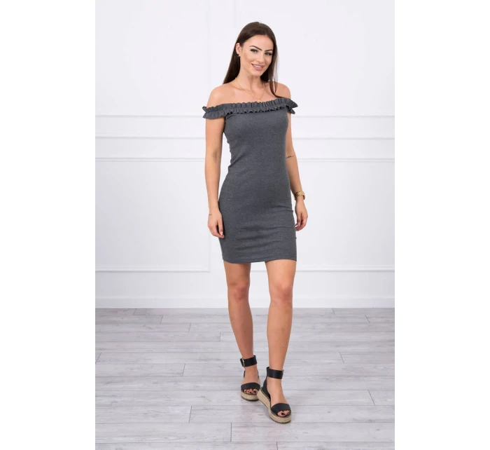 Španělské šaty s volánky grafitové Španělské šaty s volánky grafitové